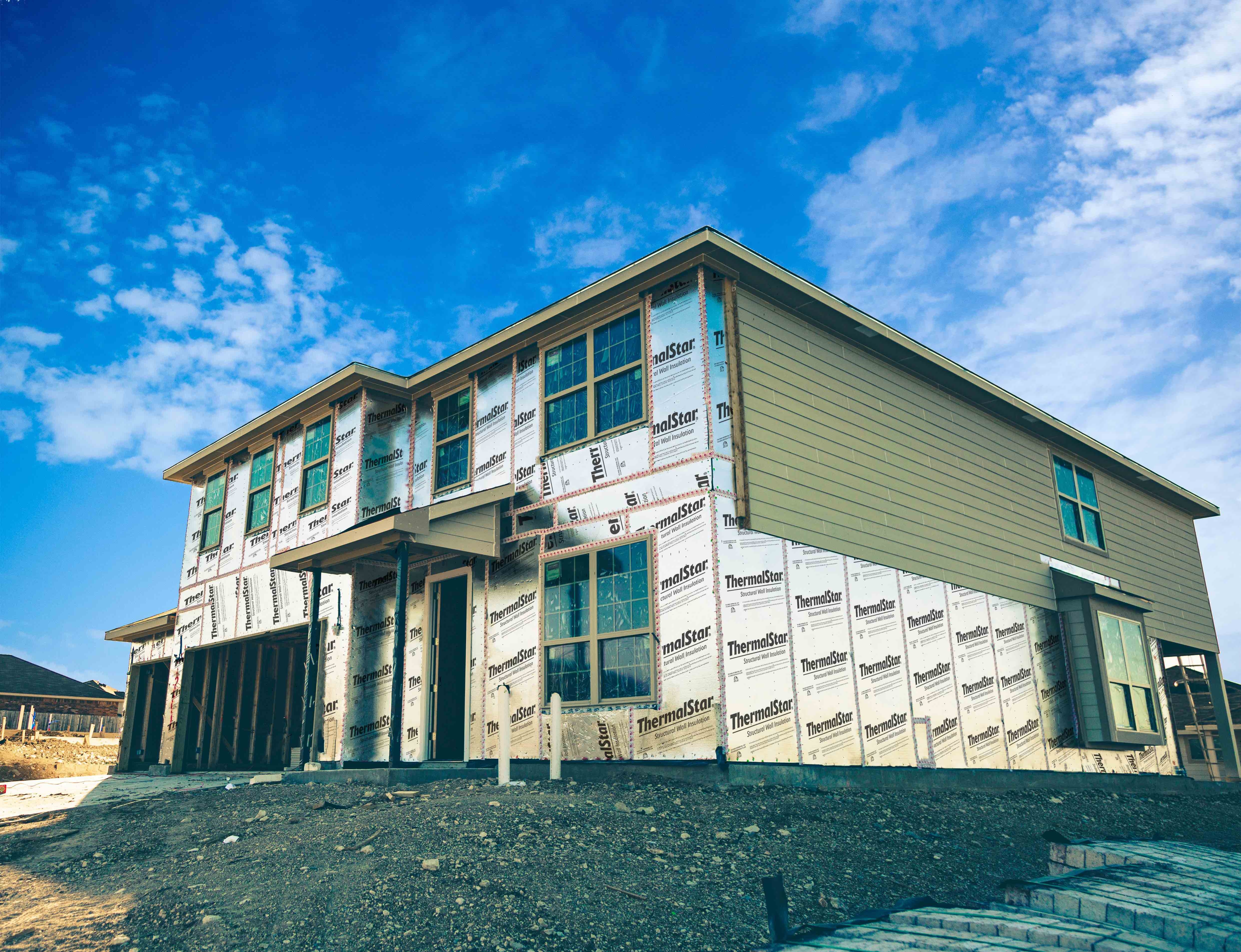 This home is under construction, and showcases ThermalStar SWI underneath the siding.