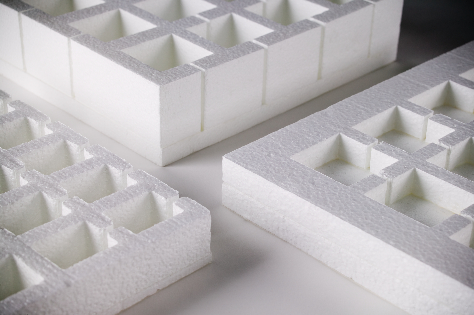 Close-up on custom Atlas protective packaging foam.